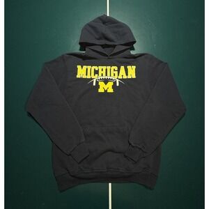 Michigan Wolverines Football Champion Hoodie Sweatshirt Men's Medium Navy Blue